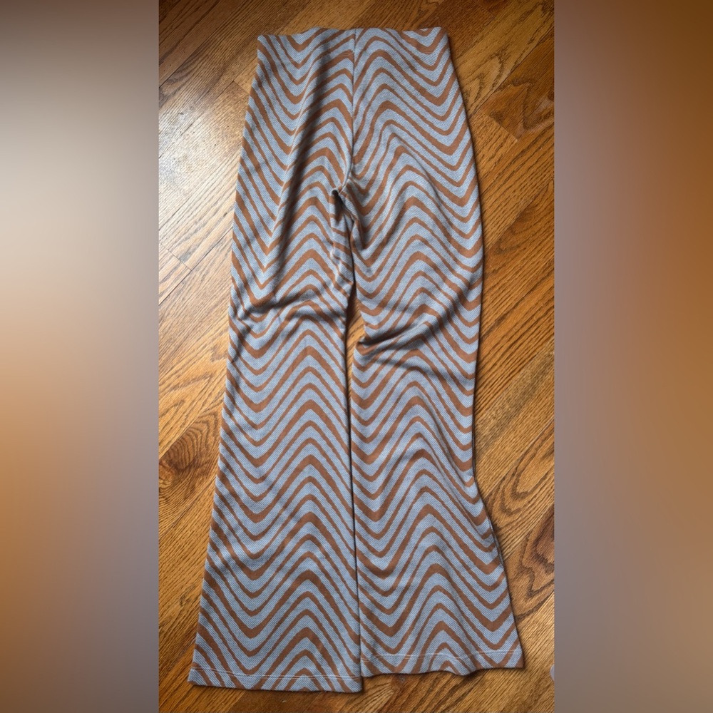 Urban Outfitters Brown Gray Striped Bell Bottom Pants XS